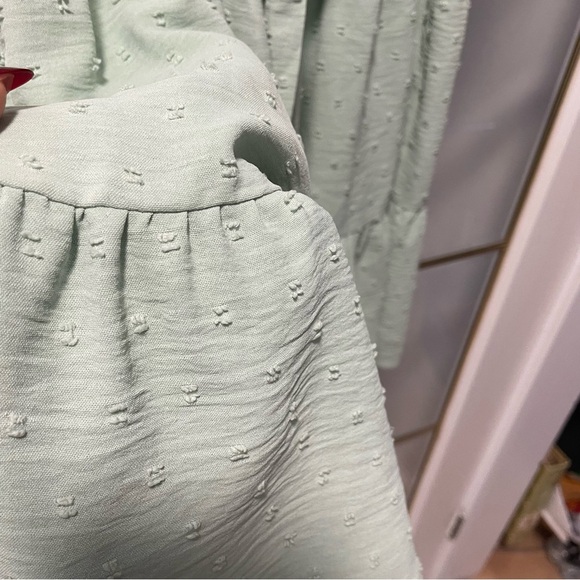 Eclipse Light Green Puff Sleeve Mini Dress Large - Picture 5 of 7